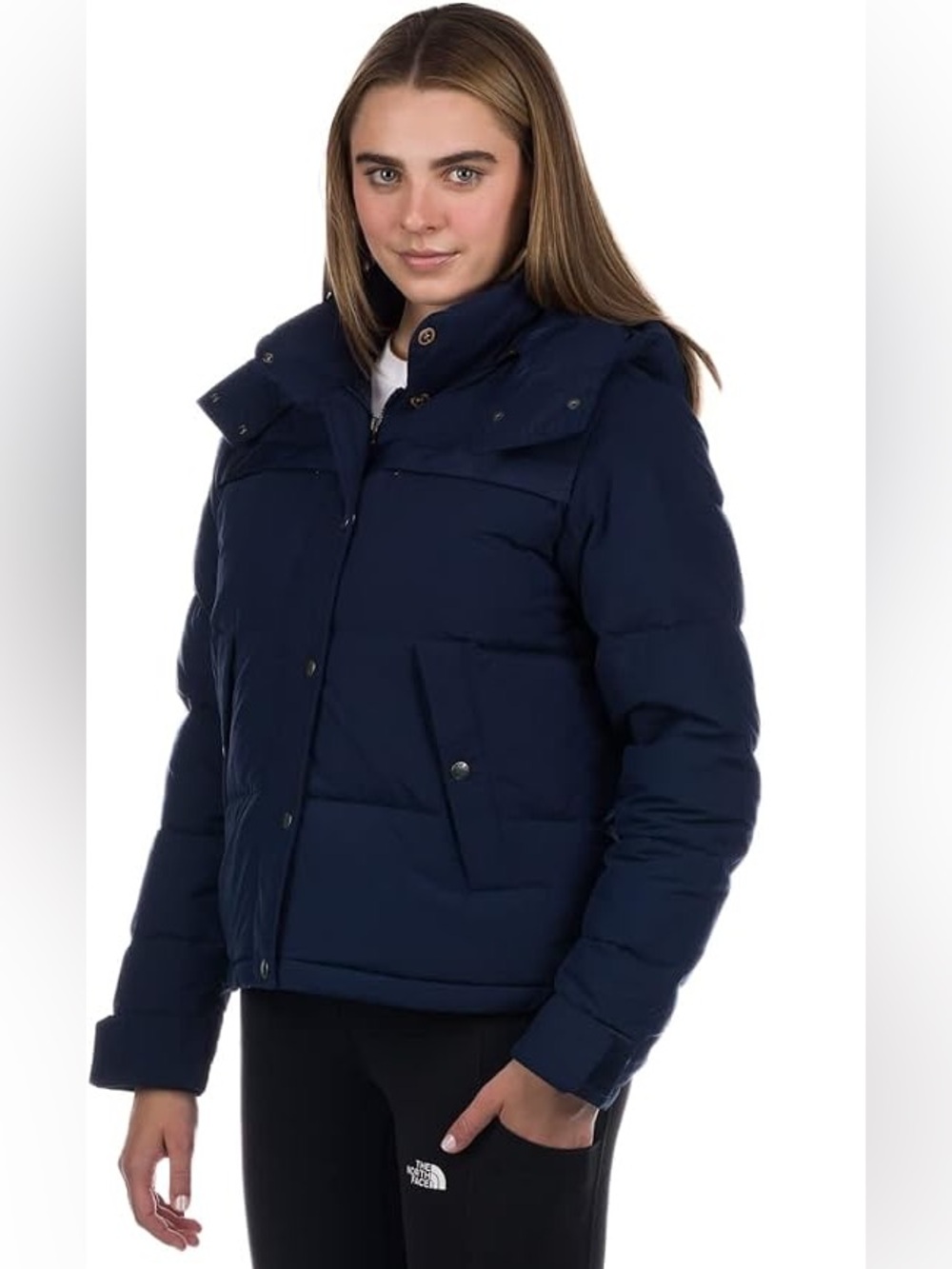 The North Face Forester 550 Down Puffer Jacket Navy Removable Hood S